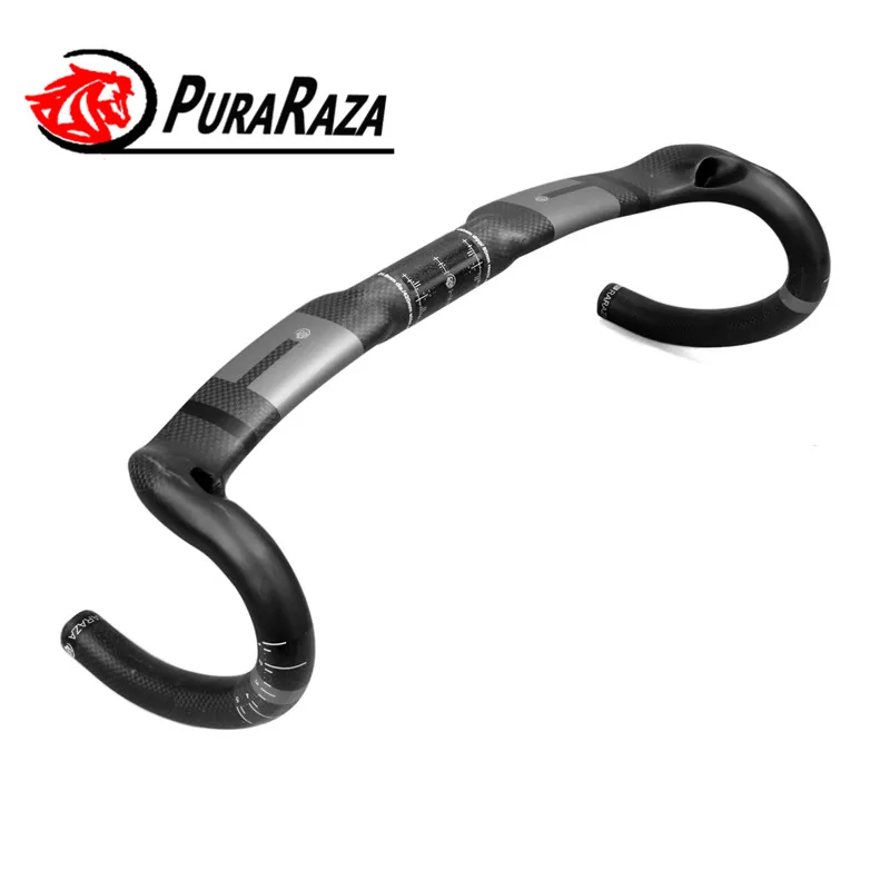 PURA RAZA Carbon Fiber Ultra Lightweight Road Bike Handle Mountain Bicycle Handlebars Wind Handlebar 3K Matte Cycling Accessorie