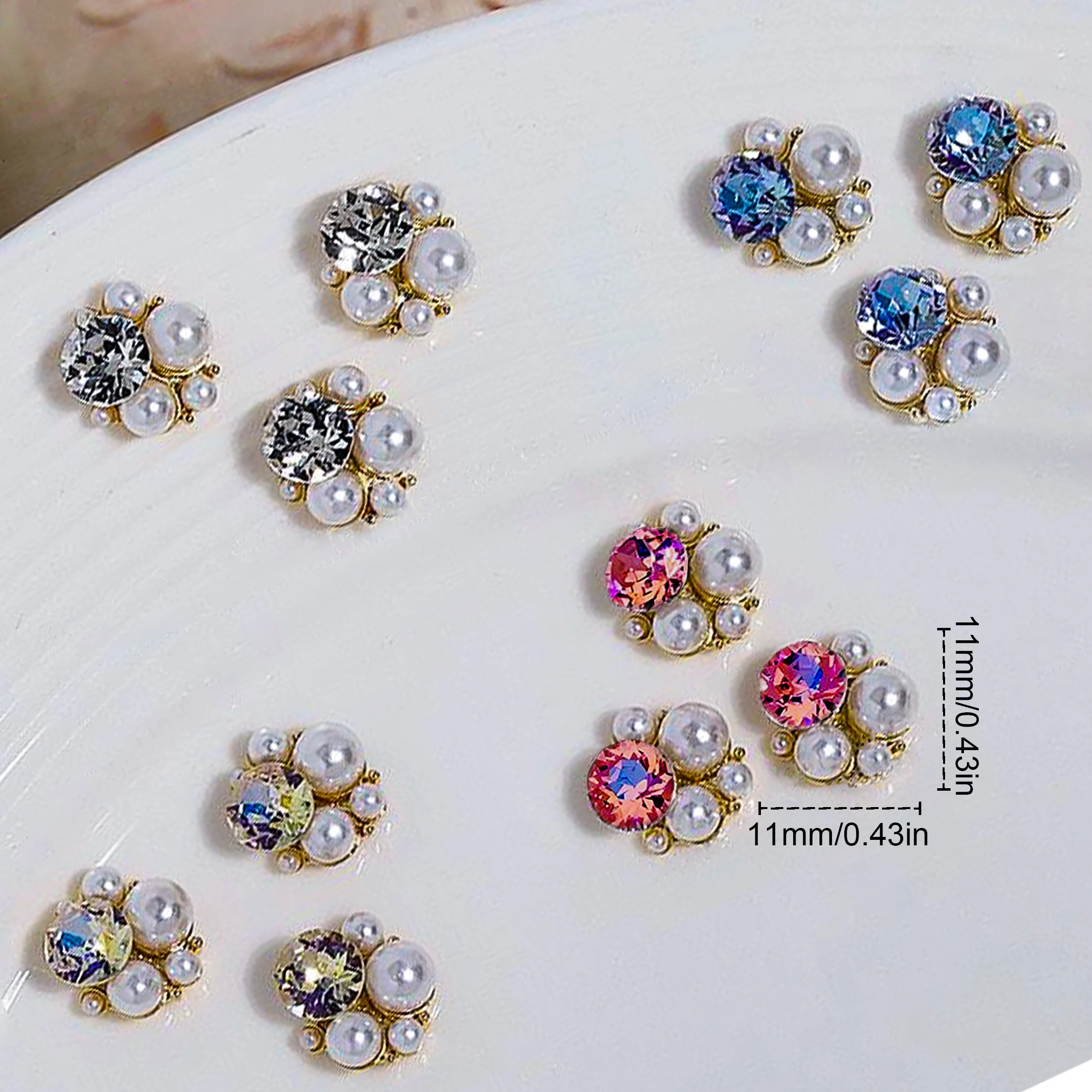 5 قطعة ثلاثية الأبعاد مكدسة مسمار الفن حجر الراين اللؤلؤ حُليات المجوهرات أجزاء اكسسوارات ل مانيكير الأظافر لوازم الديكور المواد #3