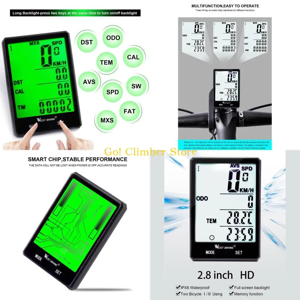 

Q84C Mini Speedometer Odometer Wireless IPX6 Waterproof LCD Backlight Display