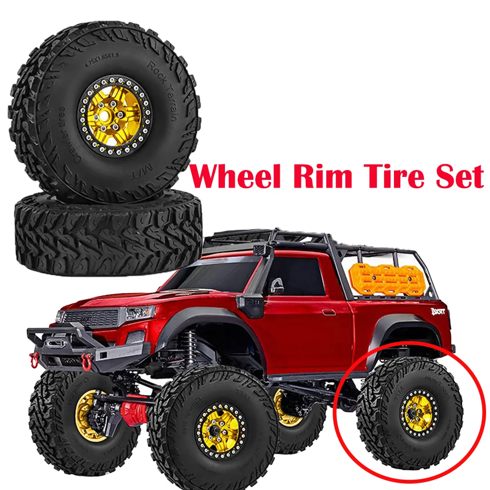 

Wheel Rim Tire Set for 1/10 SCX10 III TRX4 90046 1.9-inch Metal Alloy Accessories