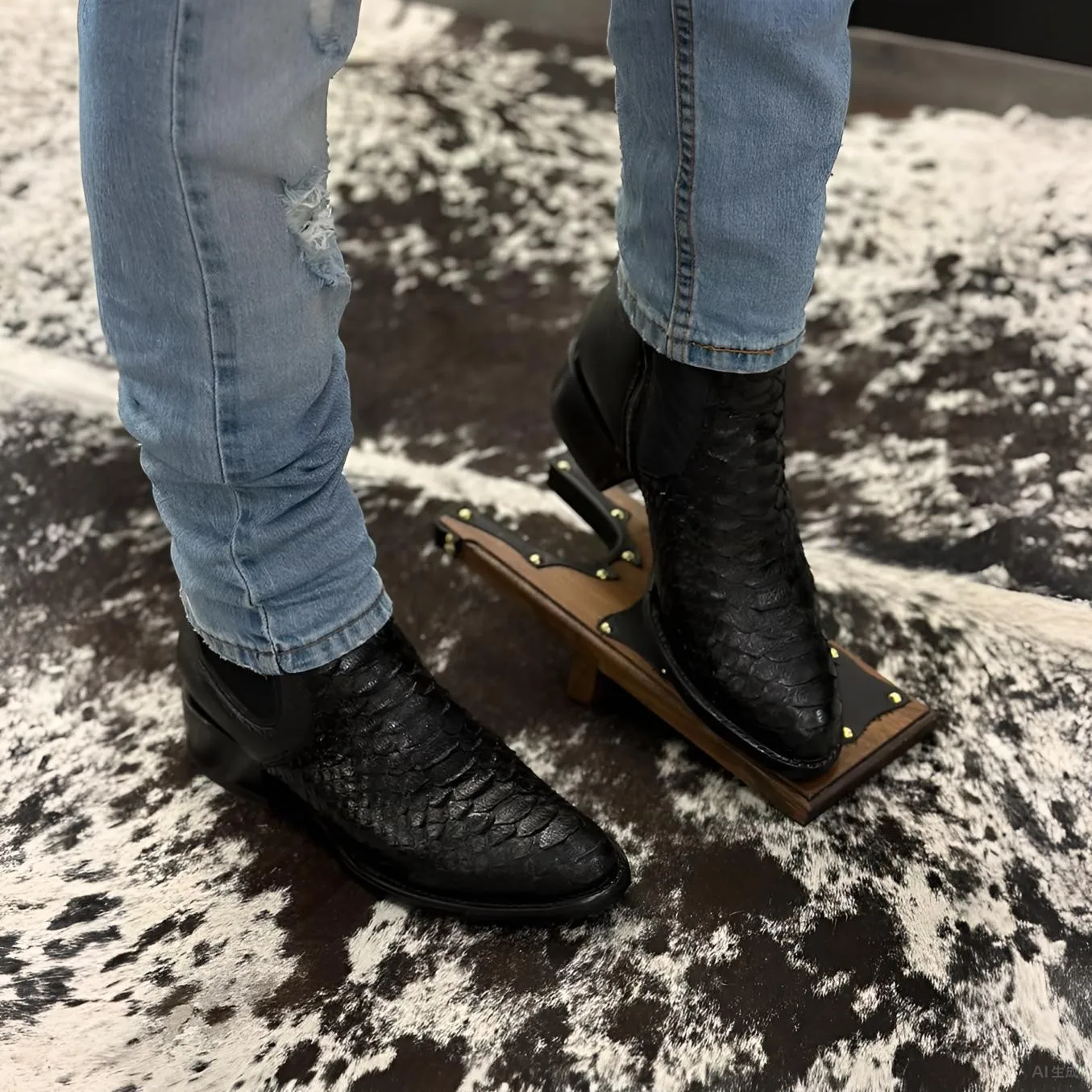 

Retro Medieval Cosplay Round-toe Chunky Heel Large Size Men's Western Chelsea Boots Mid-heel Low-top Boots Halloween Party Shoes