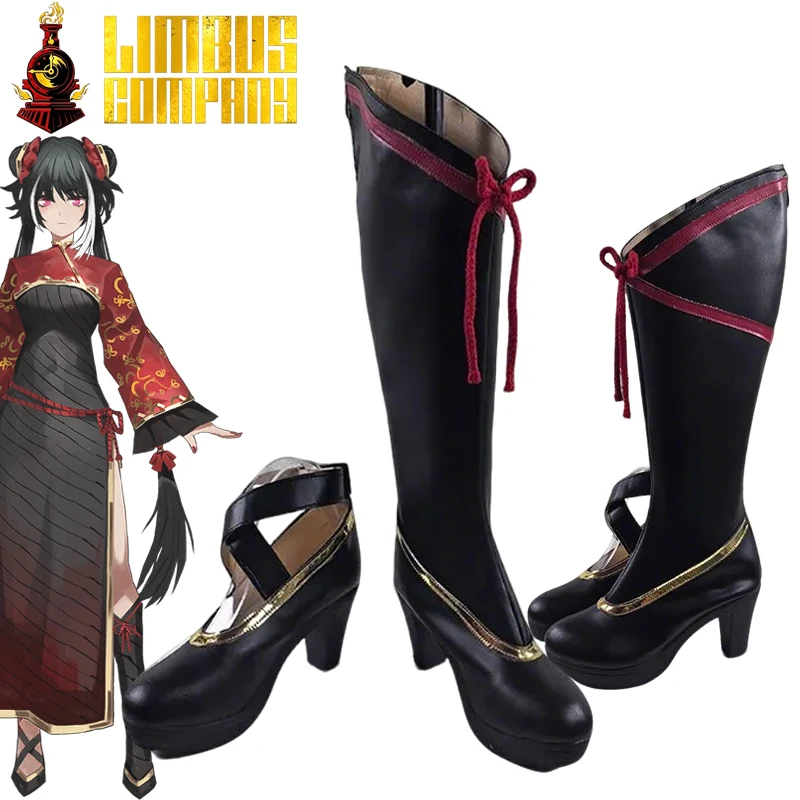 

Game Limbus Company Jia Xichun Cosplay Shoes Adult Women High Heels Irregular Leather Boots Shoes Halloween Costume