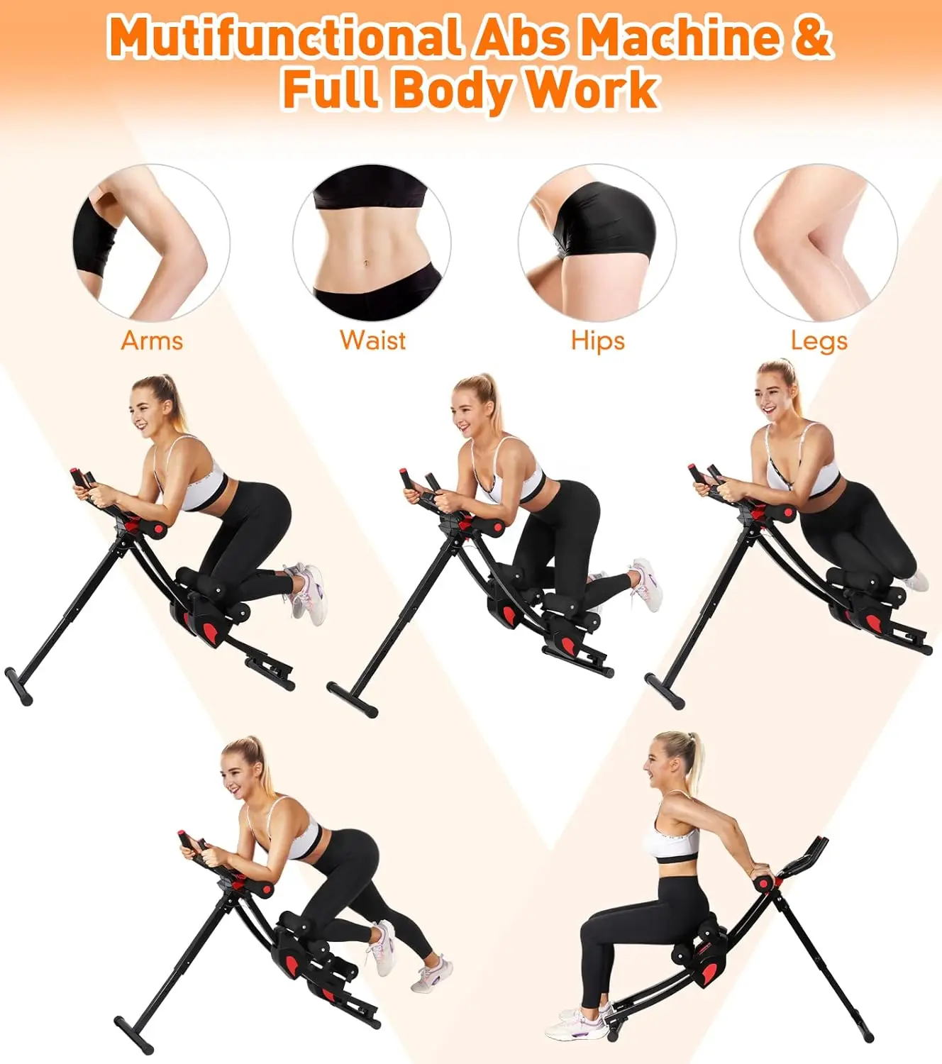 Ab Workout Equipment, Ab Machine for Women, Adjustable Core Abdominal Exercise Fitness Equipment
