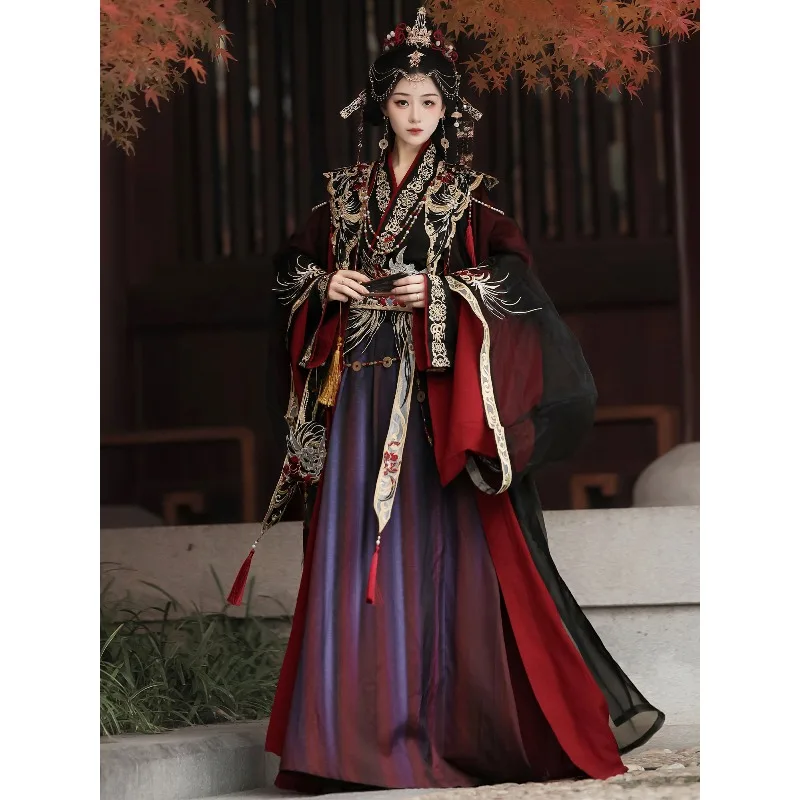 

Hanfu women's Wei-Jin style cross-collar ancient embroidery fairy-cool martial arts set