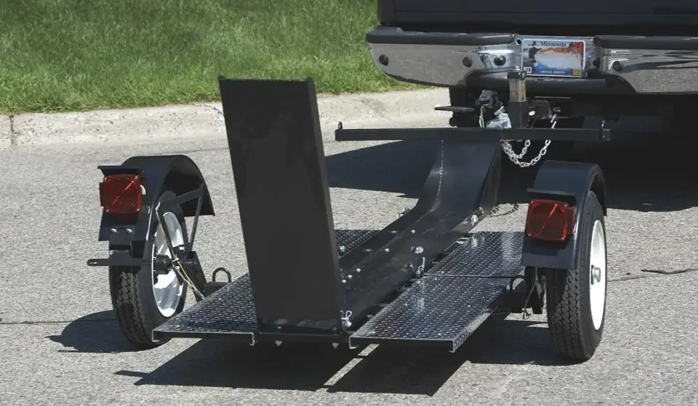 Single Rail Foldable Motorcycle Trailer / Pull Behind Motorcycle Cargo Trailer