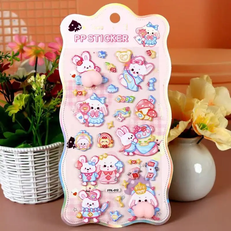 ملصقات كرتونية ثلاثية الأبعاد ناعمة لطيفة للمؤخرة للاسترخاء على شكل أرنب حيوان الباندا فورونج بي لي رعاية