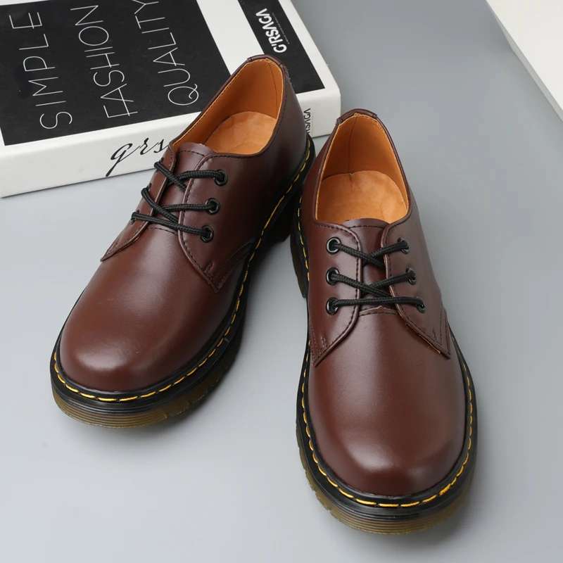 Fashion British Casual Shoes Fashion Platform Oxford Shoes Lace-up Shoes Large Size Low Top Couple Leather Shoes