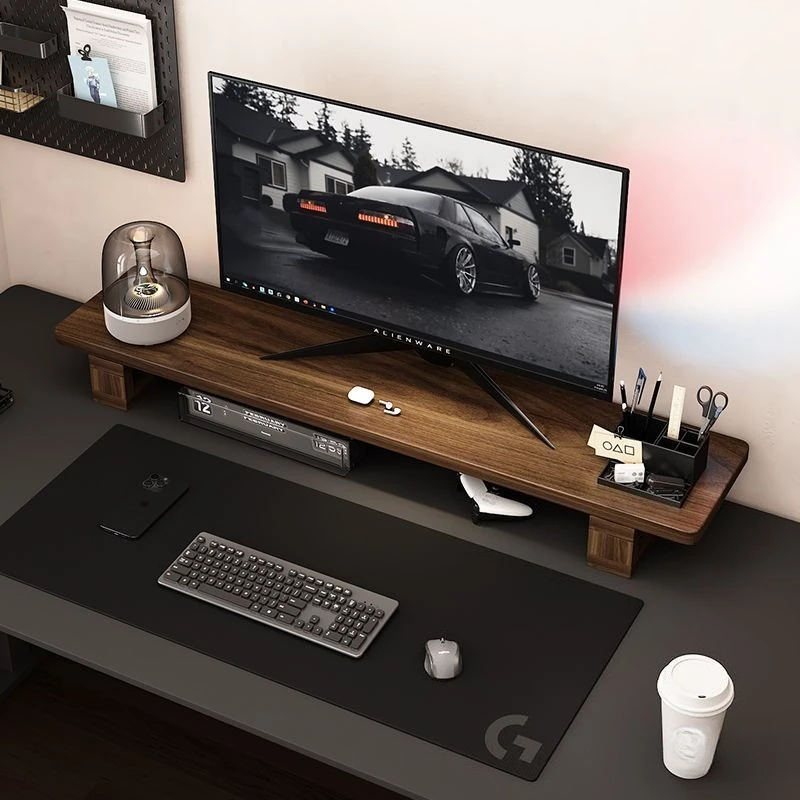 Light Luxury Walnut Computer Elevated Room Desktop Storage Rack Support Rack Desk Accessories Office & School Supplies
