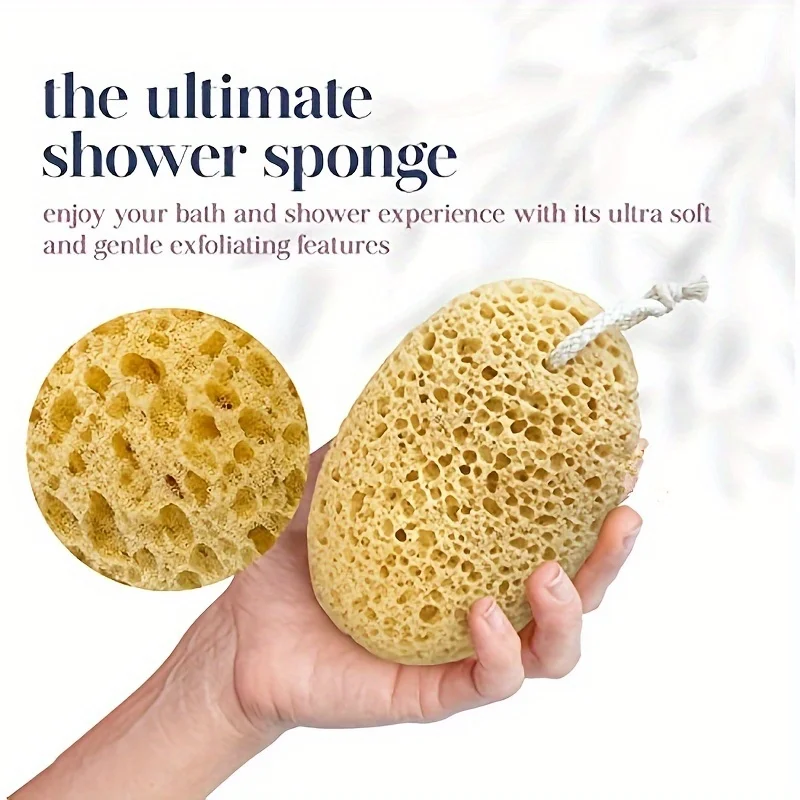 1pcs Natural Seaweed Bath Sponge with Honeycomb Texture Gentle Exfoliating Body Scrub for All Skin Types No Electricity Needed