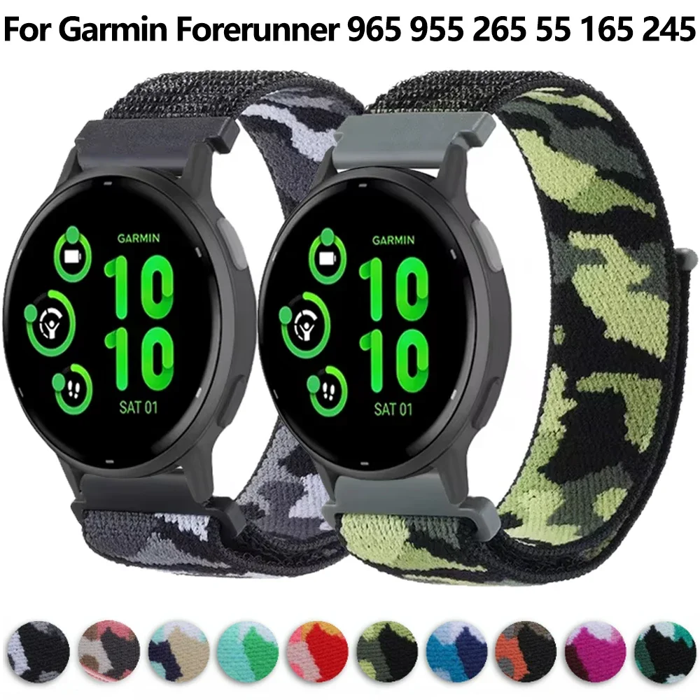 Камуфляжная нейлоновая петля 22 мм 20 мм для Garmin Vivoactive 6 5 4 3/Venu 2 3 SQ Band для Garmin Forerunner 55 245 255 265 965 745 645