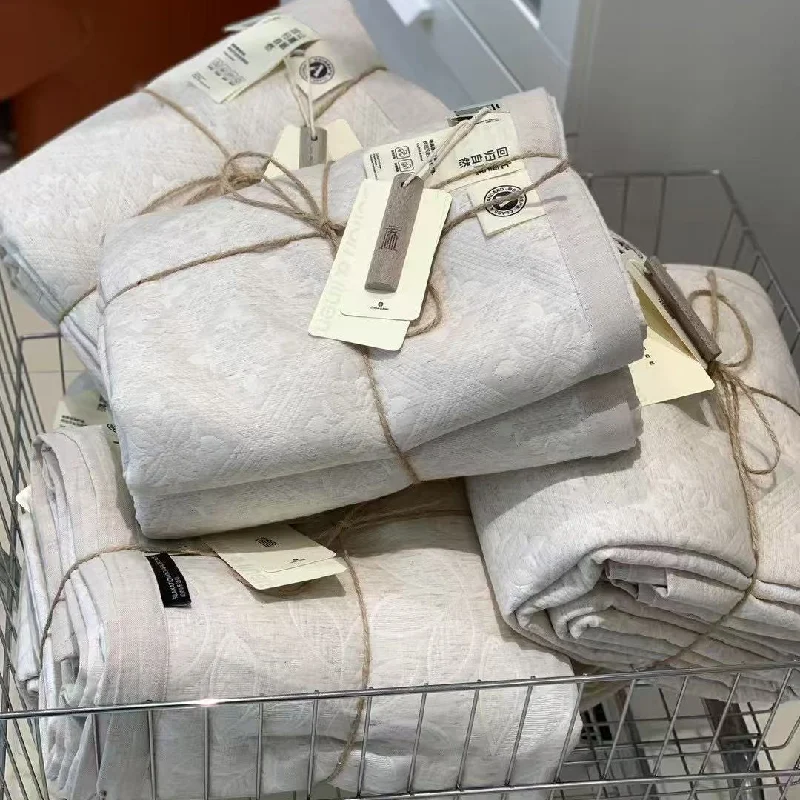 Premium Cotton Linen Fabric Bedspread Set 3pcs - Moisture Wicking Breathable Coverlet, Soft Quilt Bed Cover for Home Decor