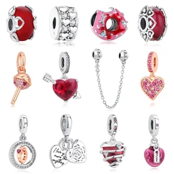 Original 925 Sterling Silver Charms Love Heart Beads Valentine's Day Gift Fit Brand Bracelets Necklaces Jewelry For Women