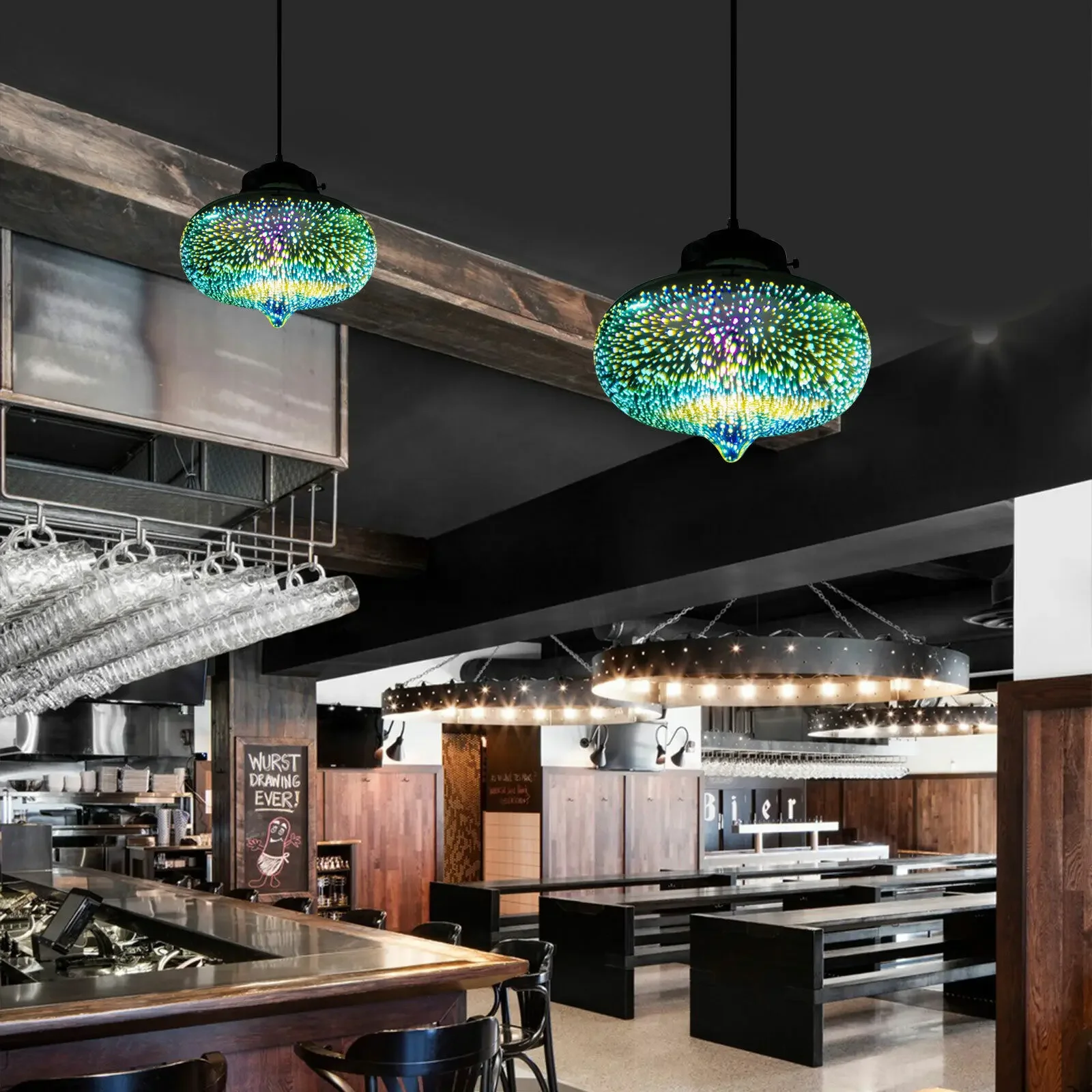 ثلاثية الأبعاد الألعاب النارية الزجاج الملون الحديثة ضوء السقف قلادة مصباح الثريا تركيبات لغرفة المعيشة ديكور