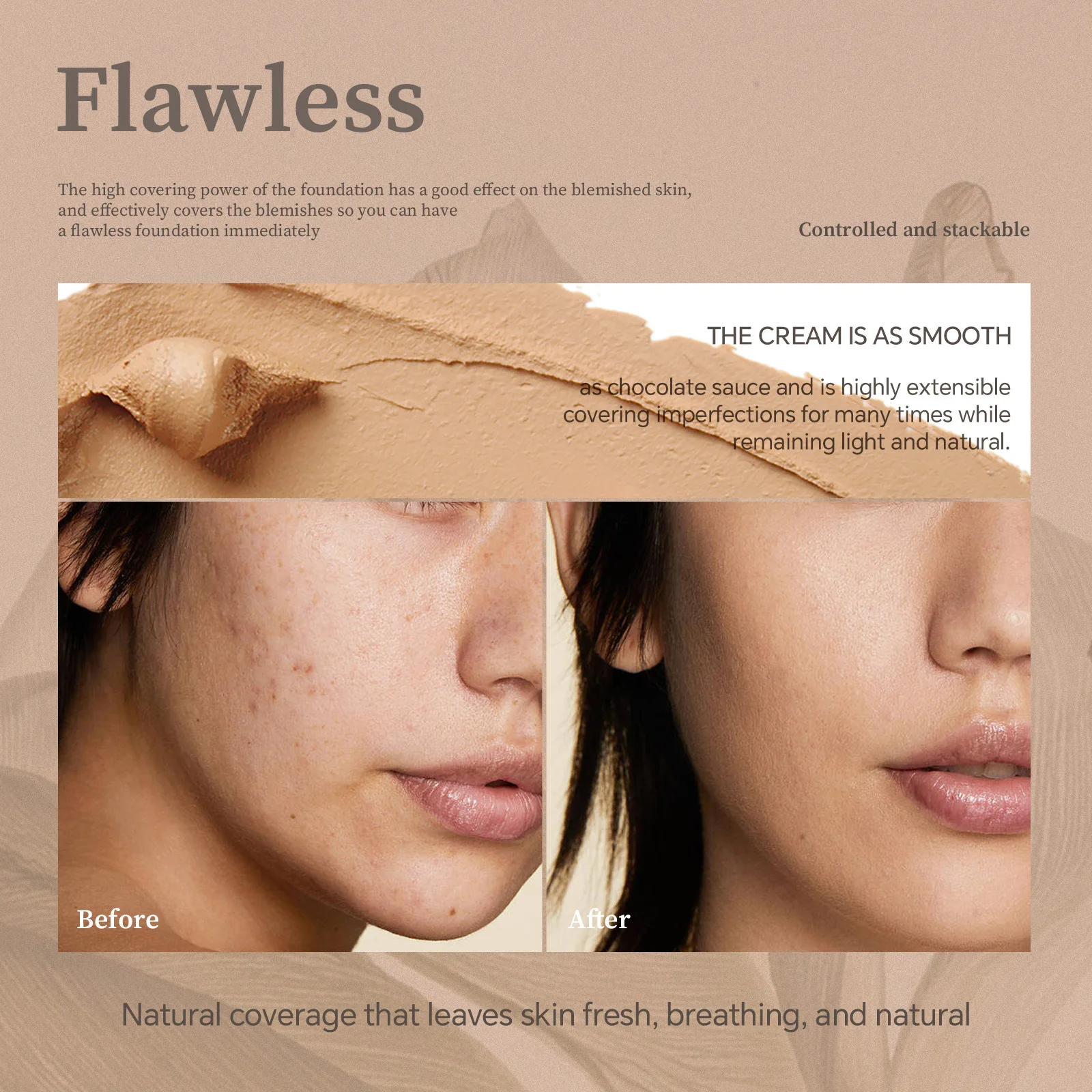 Matte Foundation Stick Private Label Full Coverage Concealer Vegan Makeup Cream Foundation With Brush Wholesale Bulk Business
