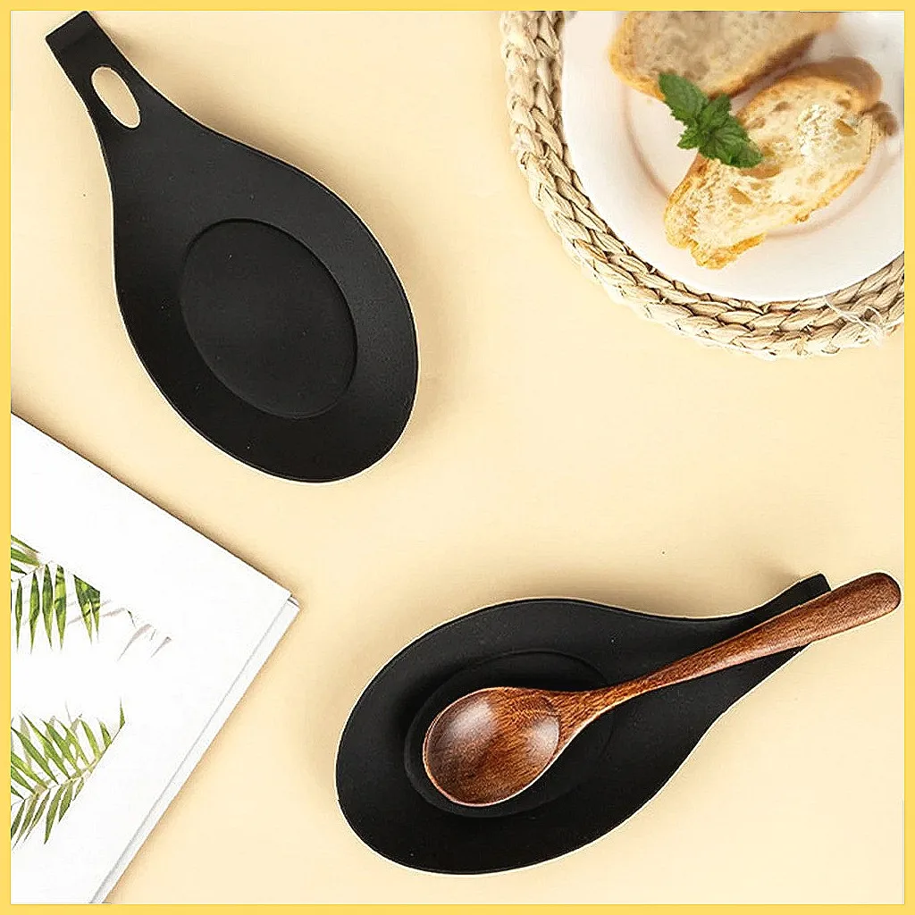Heat Resistant Silicone Spoon Rest & Utensil Holder, Non-Slip Kitchen Countertop Organizer Tray