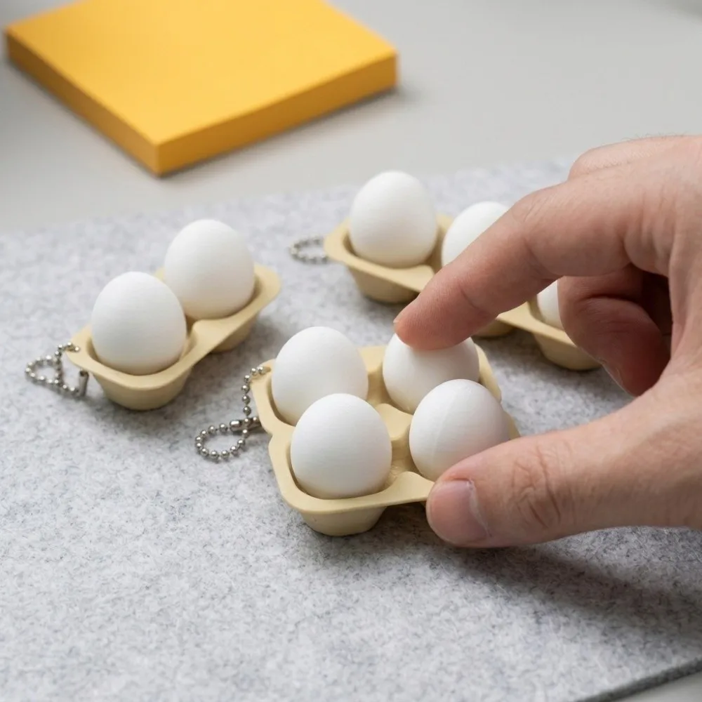 Squeeze 3D Printed Egg Tray Clicker Novelty Portable Button Clicker Keyring Relaxed Cute Keycap Press Keychain Home Use