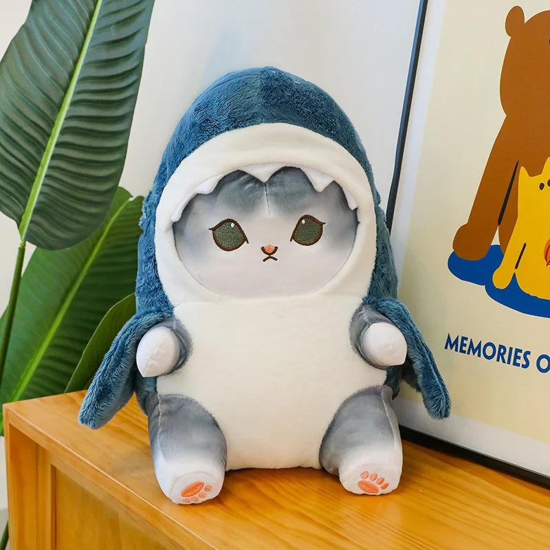 Kawaii Hai Katze Puppe Kinder Hai Plüschtier Kissen Kätzchen Cartoon Körperkissen Sofakissen Geburtstagsgeschenk für Männer und Frauen – Detail 4