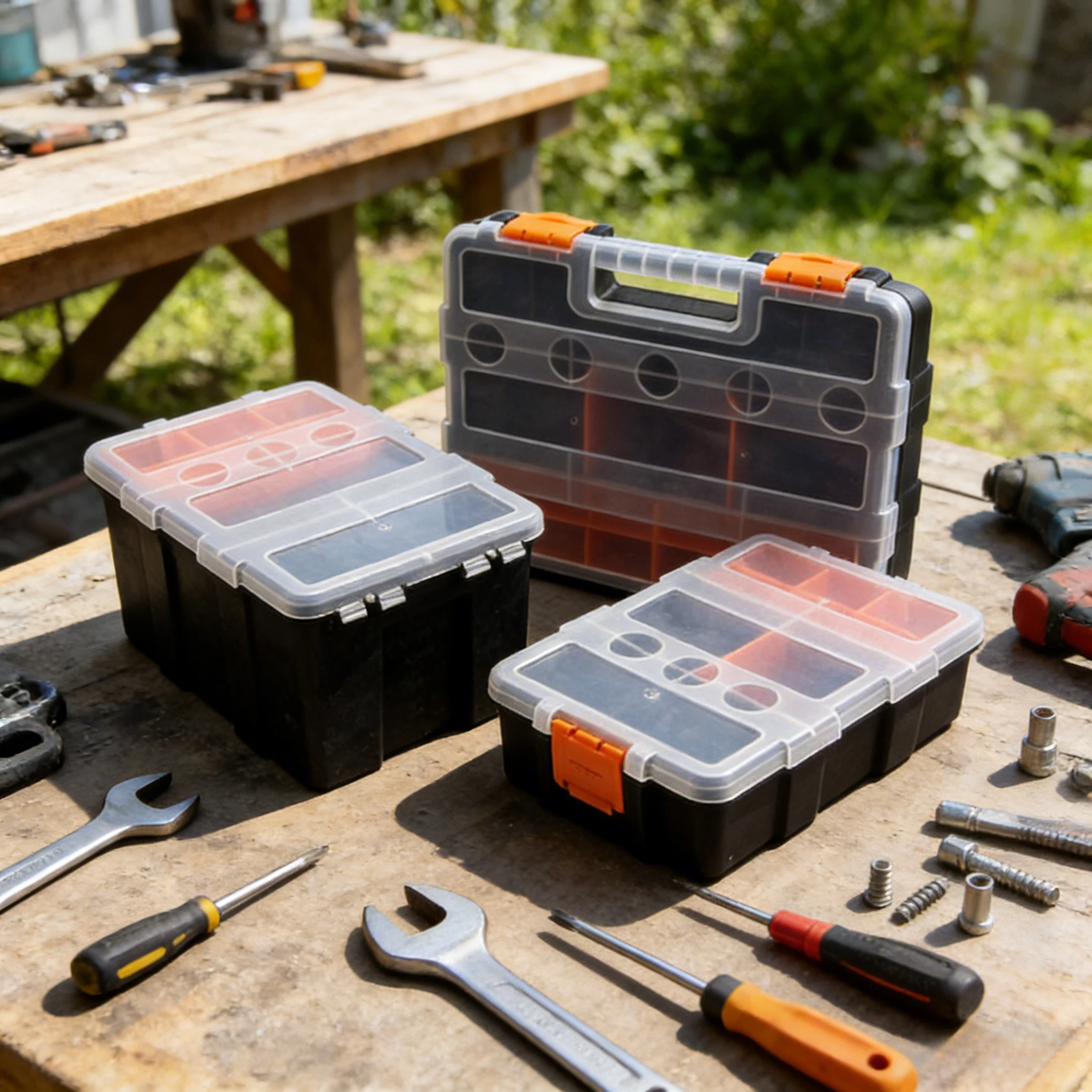 

Hardware Storage Toolbox Large Capacity Tool Box with Durable Plastic Portable Tool Organizer for Workshop Garage