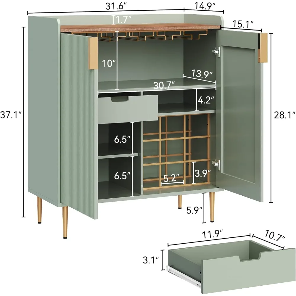 Armadietto da bar con portabottiglie, armadietto per liquori con struttura scanalata, credenza moderna da buffet per cucina Din