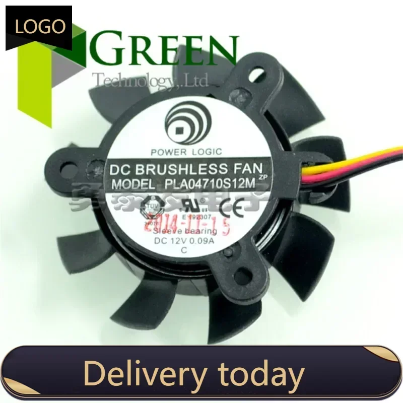 Poder Logic-Gráficos Ventilador do Radiador, 3 Linhas, DC12V, 0.09A, PLA04710S12M, 37mm de diâmetro, 25mm, Novo