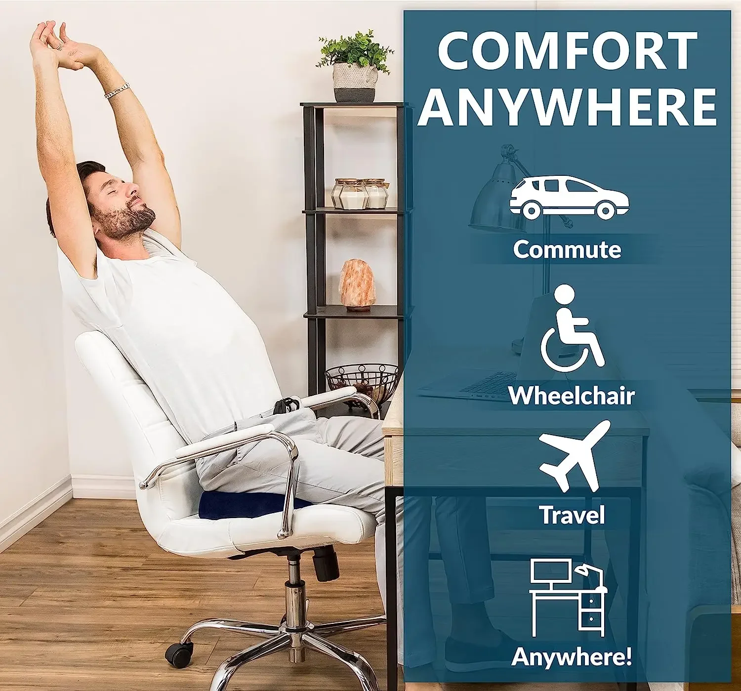 Gel Cushion Non-slip Gel and Memory Foam Coccyx Cushion Office Chair Car Cushion Sedentary Artifact