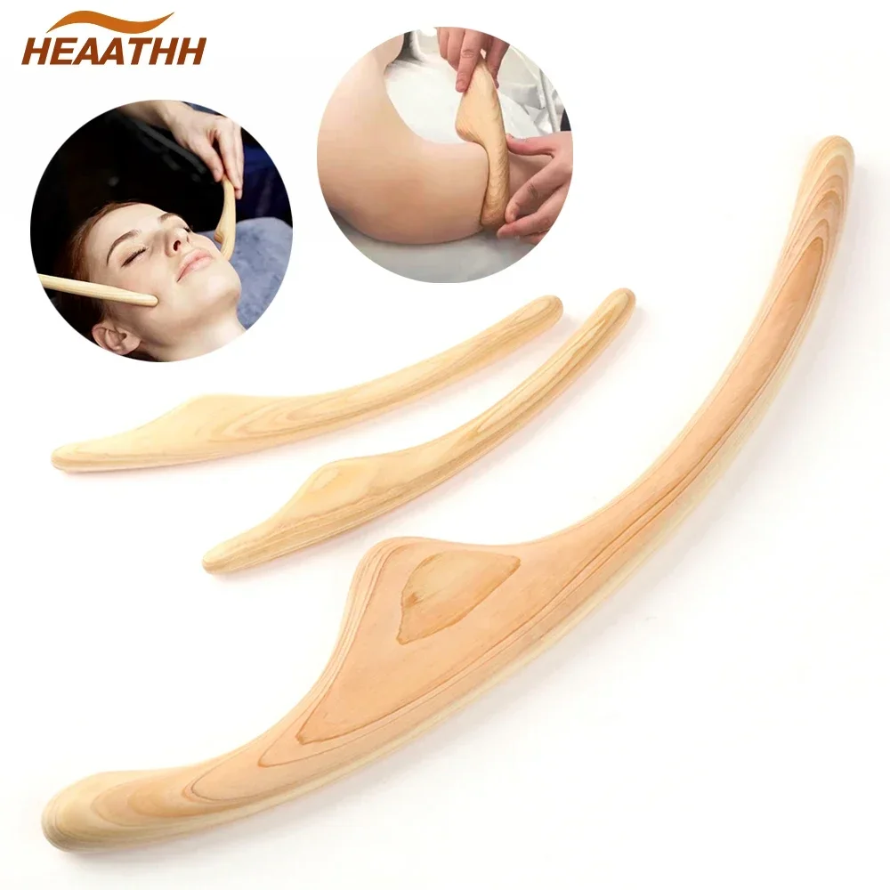 Wood Body Face Carving Massage Scraper Hand Feet Body Healthcare Massage Guasha Stick Lymphatic Drainage Muscle Relax