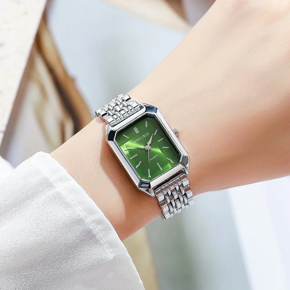 Fashion Stainless Steel Quartz Watches Folding buckle Square Women Wristwatch Business Luxury Gift Strap Watch Student
