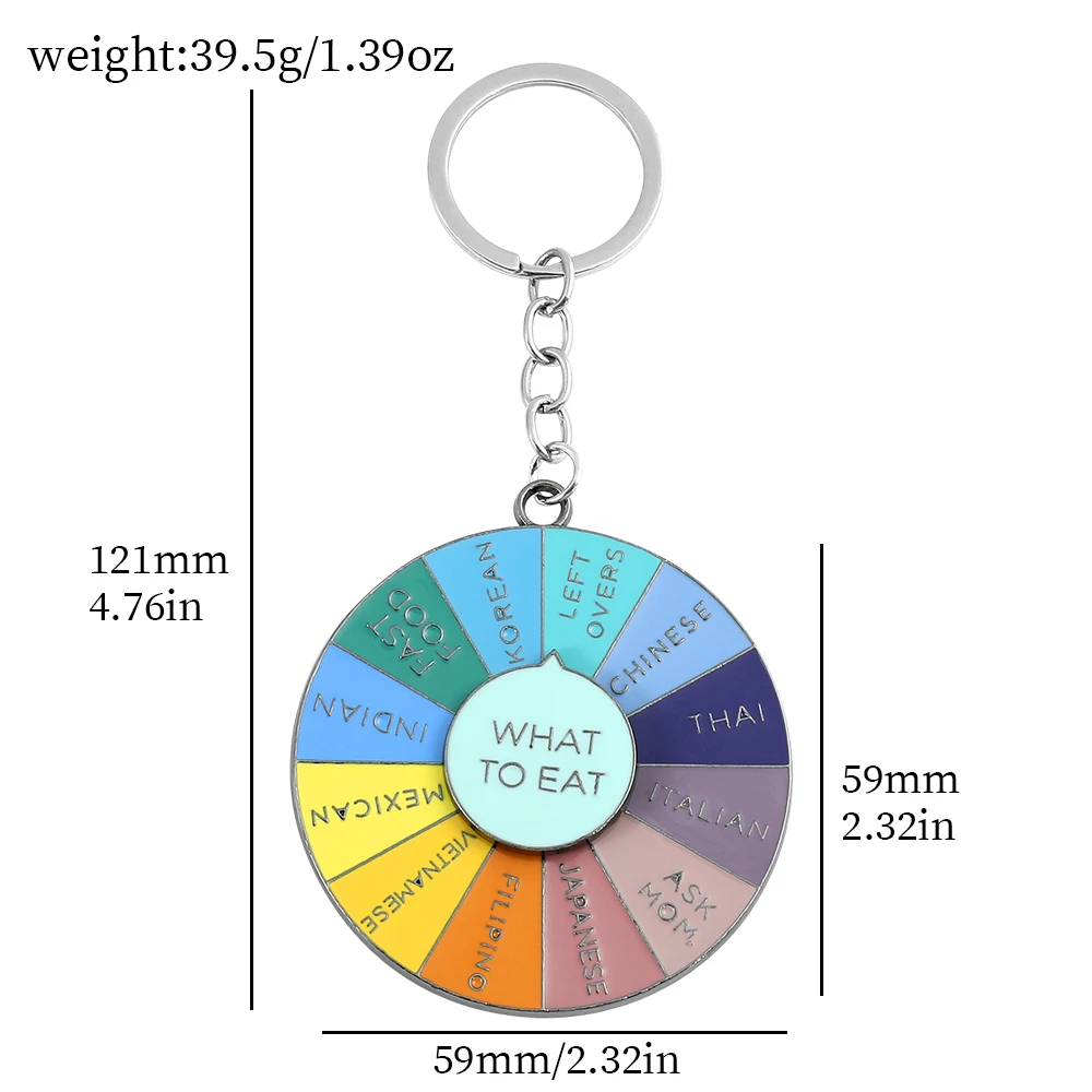 Spinning What To Eat Keychain Yes Or No Daisy Decision Rotatable Pendant Key Chain for Women Men Car Keyring Jewelry Gift