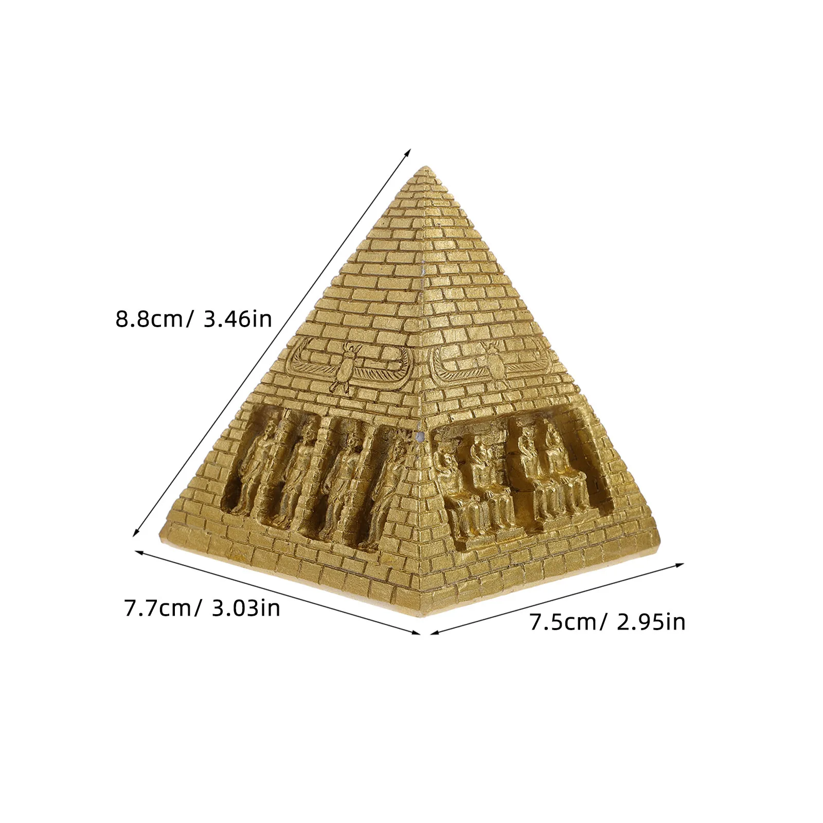 3Pcs Resin Pyramid Decor Mini Desktop Ornament Ancient Egypt Architecture Home Indoor Adornment Creative Resin Craft