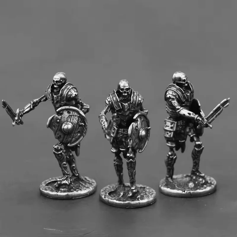 Ancient Medieval Legion Swordman Undead Skeleton Warrior Action Figures Metal Copper Model Armor Figurine Miniature Ornament Toy - view 4