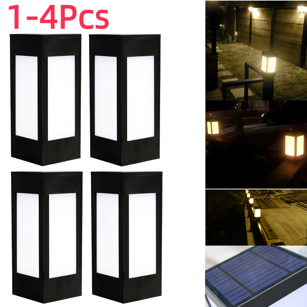 

1-4Pcs Solar Fence Post LED Cap Light Waterproof Outdoor Garden Yard Pool Lamp Square Lights Pathway Path Garden Street Lamp