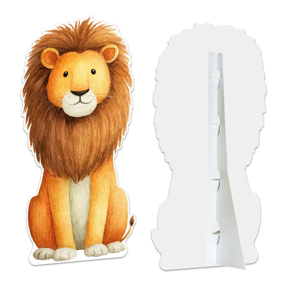 Animal Cardboard Cutout Standee, 2D Flat Standing Photo Booth Prop, Safari Animal Sign for Birthday Baby Shower Party Decor view 2