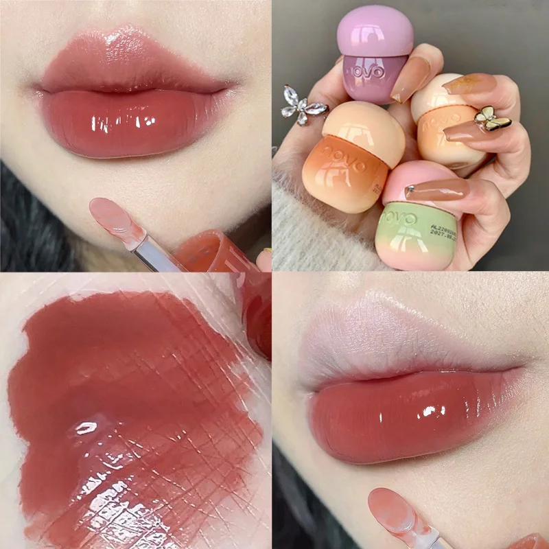 Gelee-Lipgloss in Dosen, Spiegel, feuchtigkeitsspendend, langlebig, Lippenglasur, wasserfest, nicht klebrig, Tasse, natürliche Lippentönung, Lippen, Make-up, Kosmetik