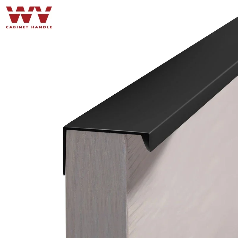 YM Silver Hidden Cabinet Handles Black Modern Right Angle Minimalist Drawer Wardrobe Kitchen Cabinet Door Invisible Pulls 9001