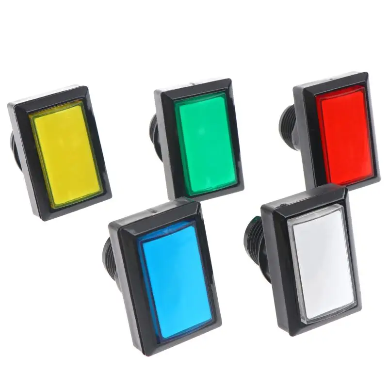 LED Illuminated Arcade Push Buttons 5 Pack 12V Rectangular Square Microswitch for Retro Game Machine Upgrade