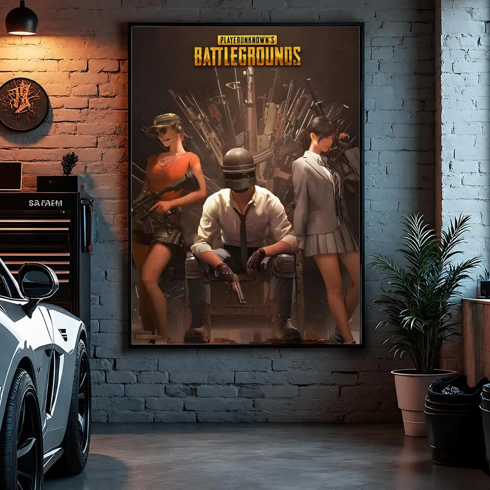 Game Battle Royale P-PUBG Battlegrounds Poster Self Adhesive Art Poster Bedroom Dorm Gaming Room Decor Gift