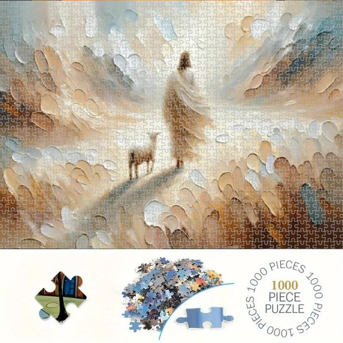 1000 Stück Puzzle für Erwachsene – herausforderndes DIY-Intelligenzspiel – lustiges klassisches Familienspiel – Jesus und das verlorene Schaf-Puzzle-Religi