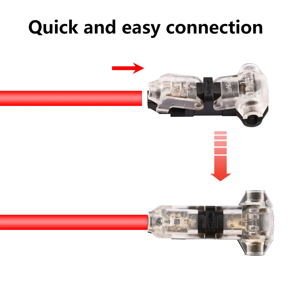 10pcs T Type 1 Pin Low Voltage Wire Connector, Quick Solderless Wire Splice Connector, T Tap Wire Connectors, No Stripping