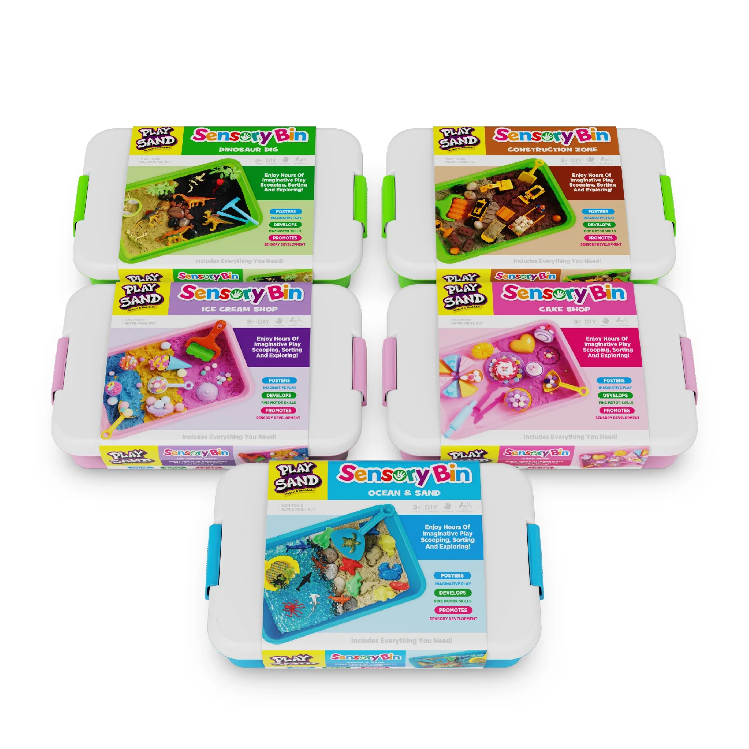 Sensorik-Set Dinosaurier-Ausgrabungsspiel Sand-Set DIY Sensorisches Erkundungsspielzeug für Kinder Schmutzfreies Tragbares Lernset