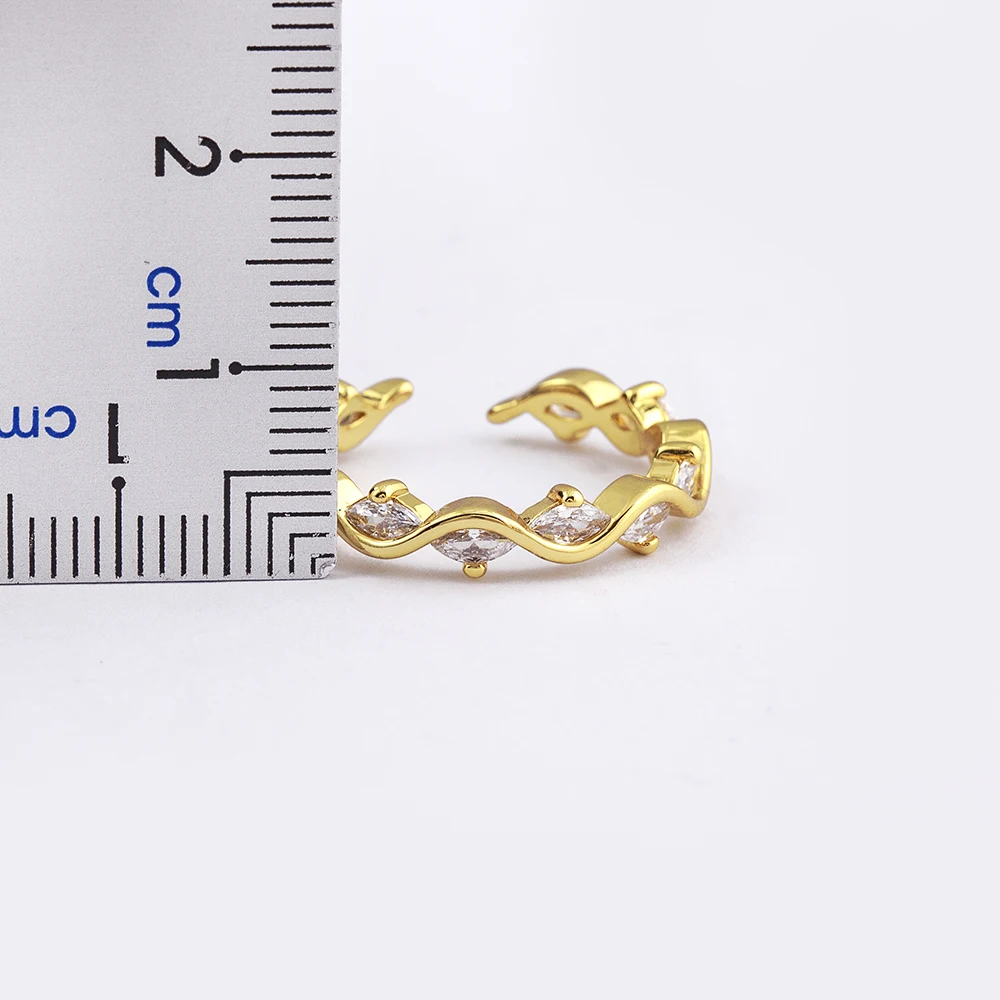 Nidin Minimalist Opening Rings For Women Girls Gold Color Real  Zircon Adjustable Finger Jewelry Personality Engagement Gift