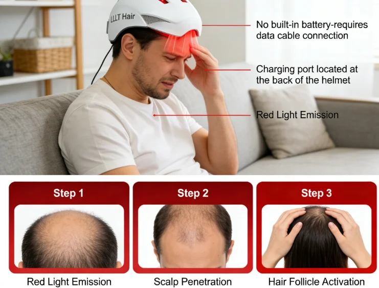 

Лазерный шлем от выпадения волос COZING-C300 с 90 светодиодами 650 нм и 210 светодиодами 660 нм для терапии переднего и бокового истончения волос на коже головы
