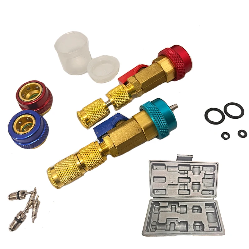1 Set Car Air Conditioning Valve Quick Core Remover Installer Low/High Pressure Refrigerant Adapter Valve Core Remover Tool
