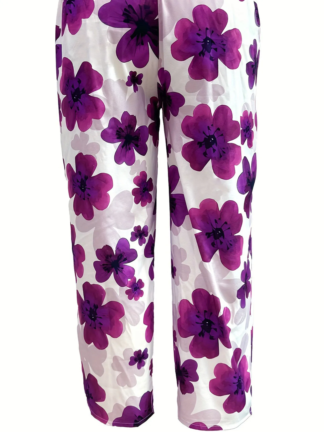 Pantalones de pierna recta con estampado Floral para mujer, pantalón informal de cintura elástica, talla grande, primavera y verano