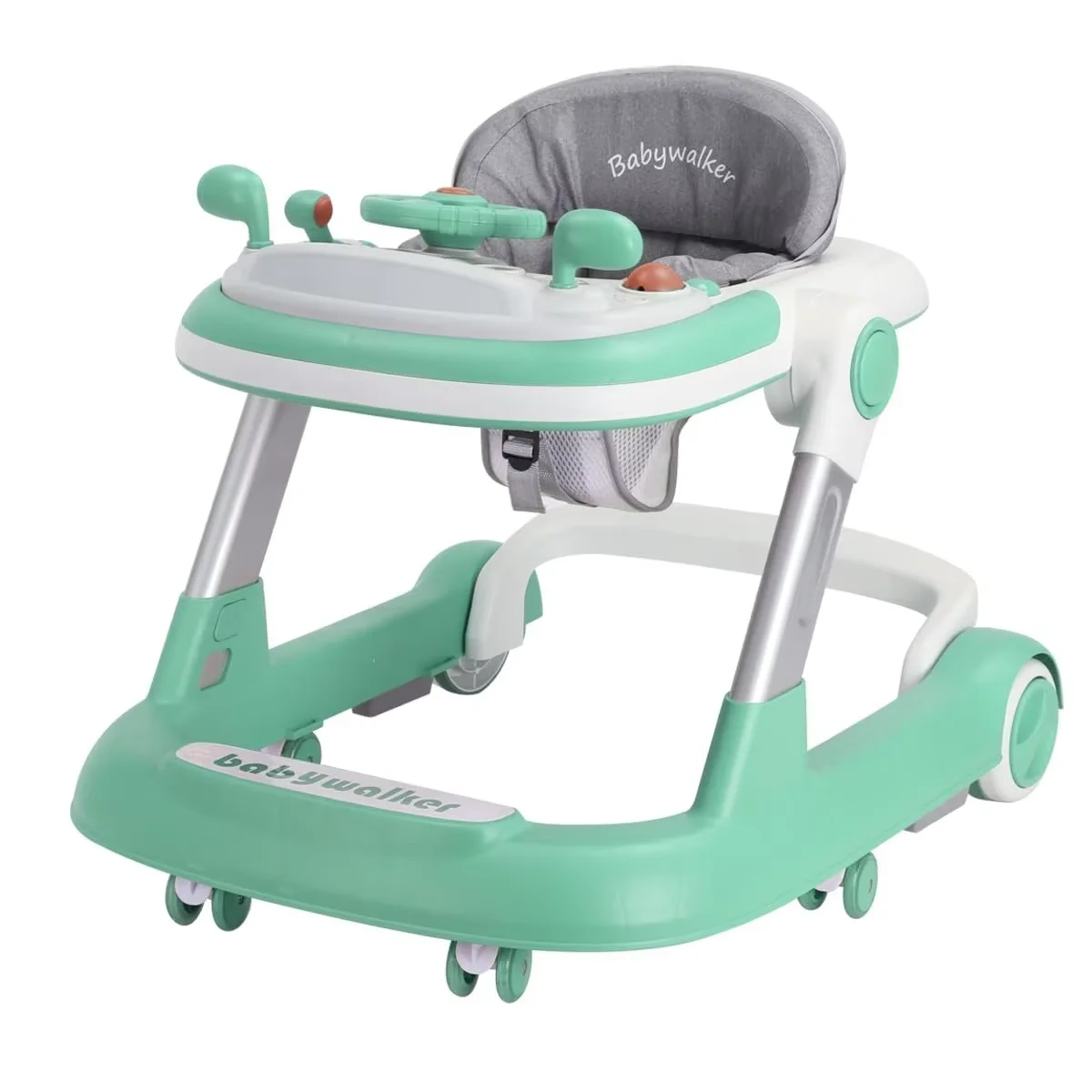 2-in-1 Babywalker, Kleinkind-Lauflernhilfe mit Abnehmbarem Fütterungstablett und Musiktablett (Ohne Batterie), Aktivitäts-Lauflernhilfe