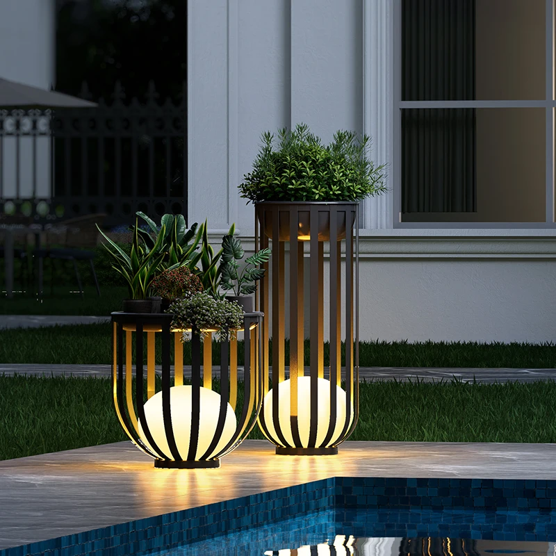 Solar Lights LED Floor Lamp Outdoor Waterproof Solar Energy Ambient Home Decor Lighting Fence Villa Gate Garden Door Courtyard