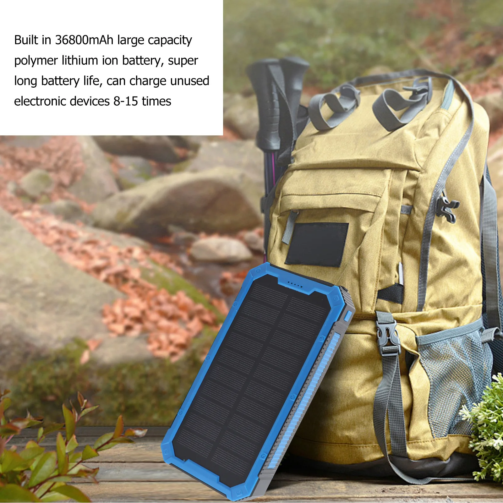 بنك الطاقة الشمسية المحمول 36800mAh نوع C المدخلات بنك الطاقة الشمسية عالية الأمن لوحة السيليكون أحادية البلورية للخارجية #3