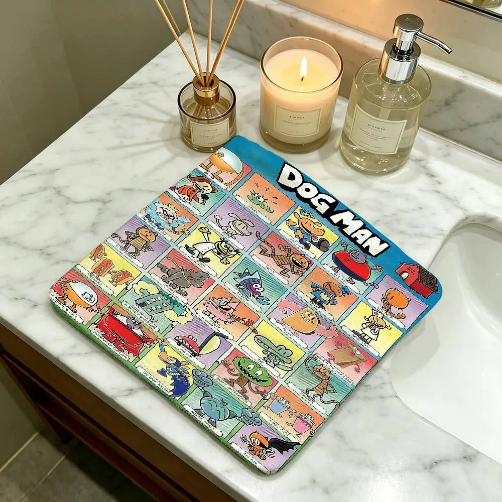 Cartoon Dog Man Soft Polyester Cotton Towel, Hanging Kitchen Style Hand Wiping Cloth for Restaurant Home