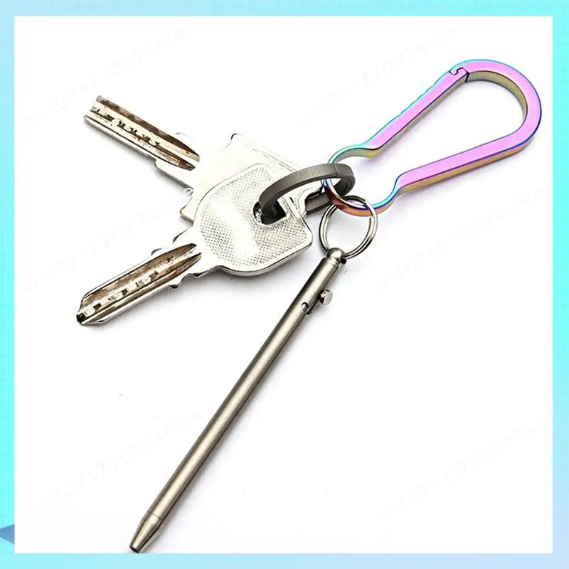 A17Z Gray Titanium Mini Compact Travel Ballpoint Pen With Bolt Action, Portable Keychain Design