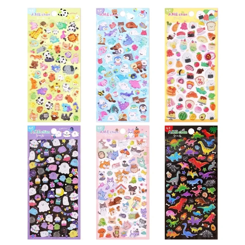 1pc Kawaii Glittering 3D Sushi Sea Animals Vehicles Stickers Scrapbooking Diy Journal Stationery Sticker Gift Deco Art