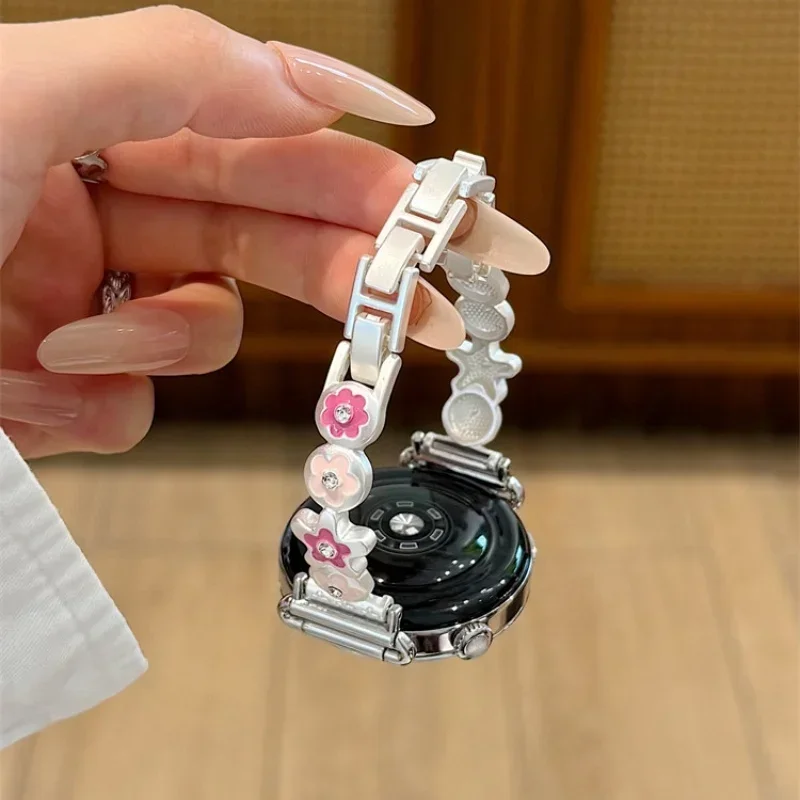 Creative Flower Metal Bracelet Strap Suitable for HUAWEI Watch Fit3/Fit4 Strap and HUAWEI Band 8/9/10NFC Handmade Strap